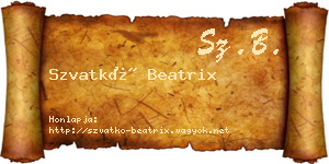 Szvatkó Beatrix névjegykártya